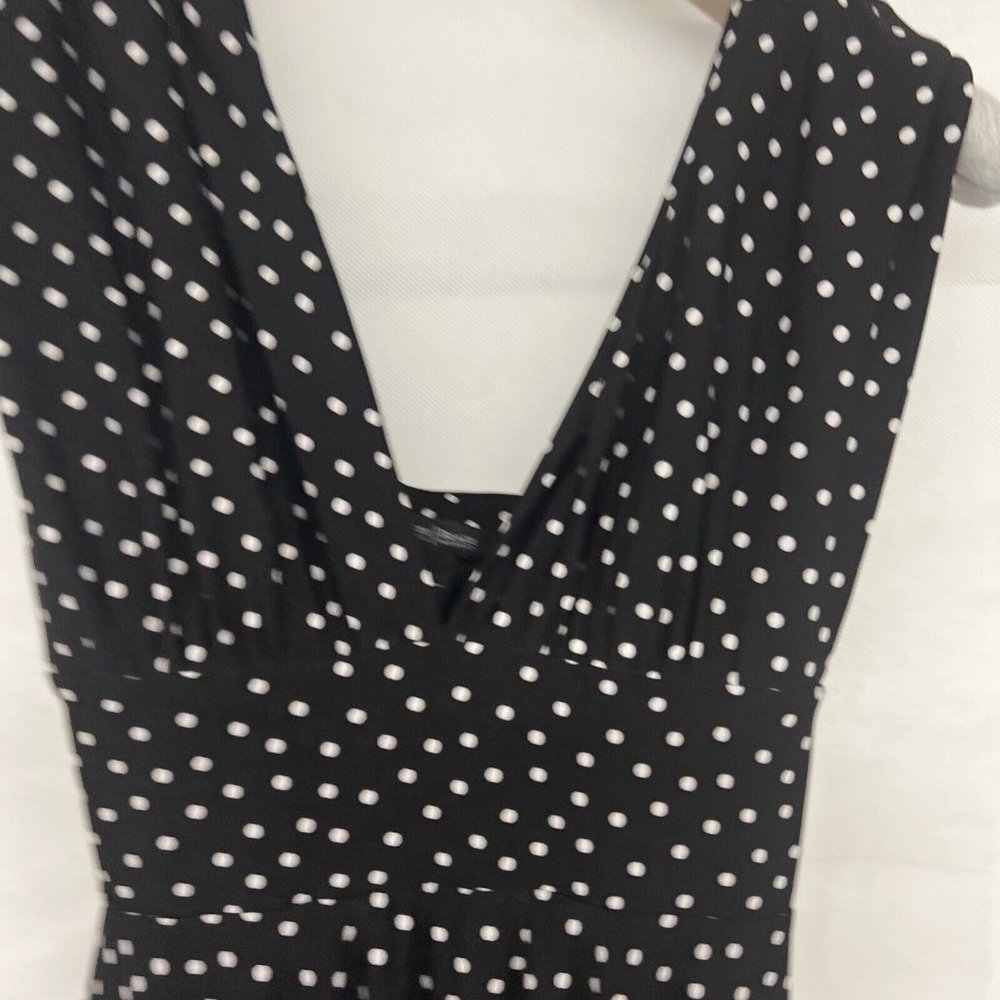 RETRO White House Black Market Sleeveless Black White Polka Dot Dress size 2 XS - Picture 3 of 5